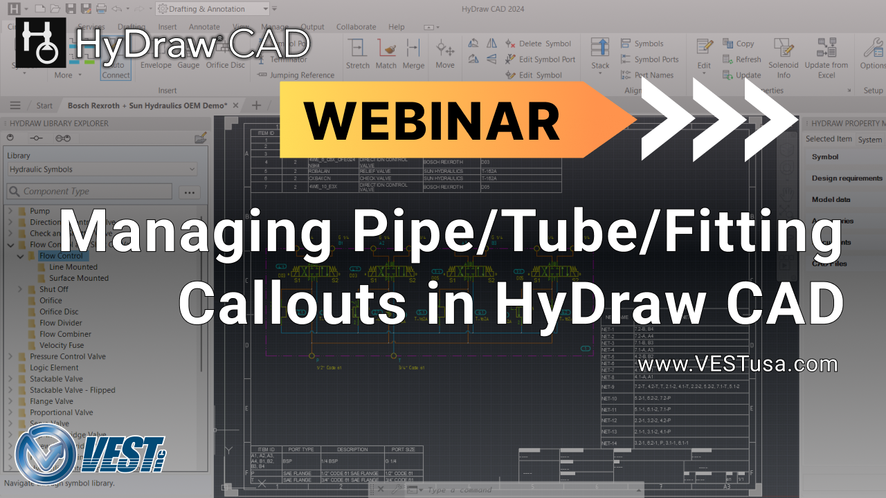 Managing Pipe/Tube/Fitting Callouts in HyDraw CAD